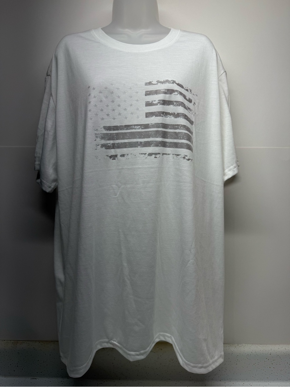 Women’s White Short-Sleeve Tee with Faded Flag Graphic